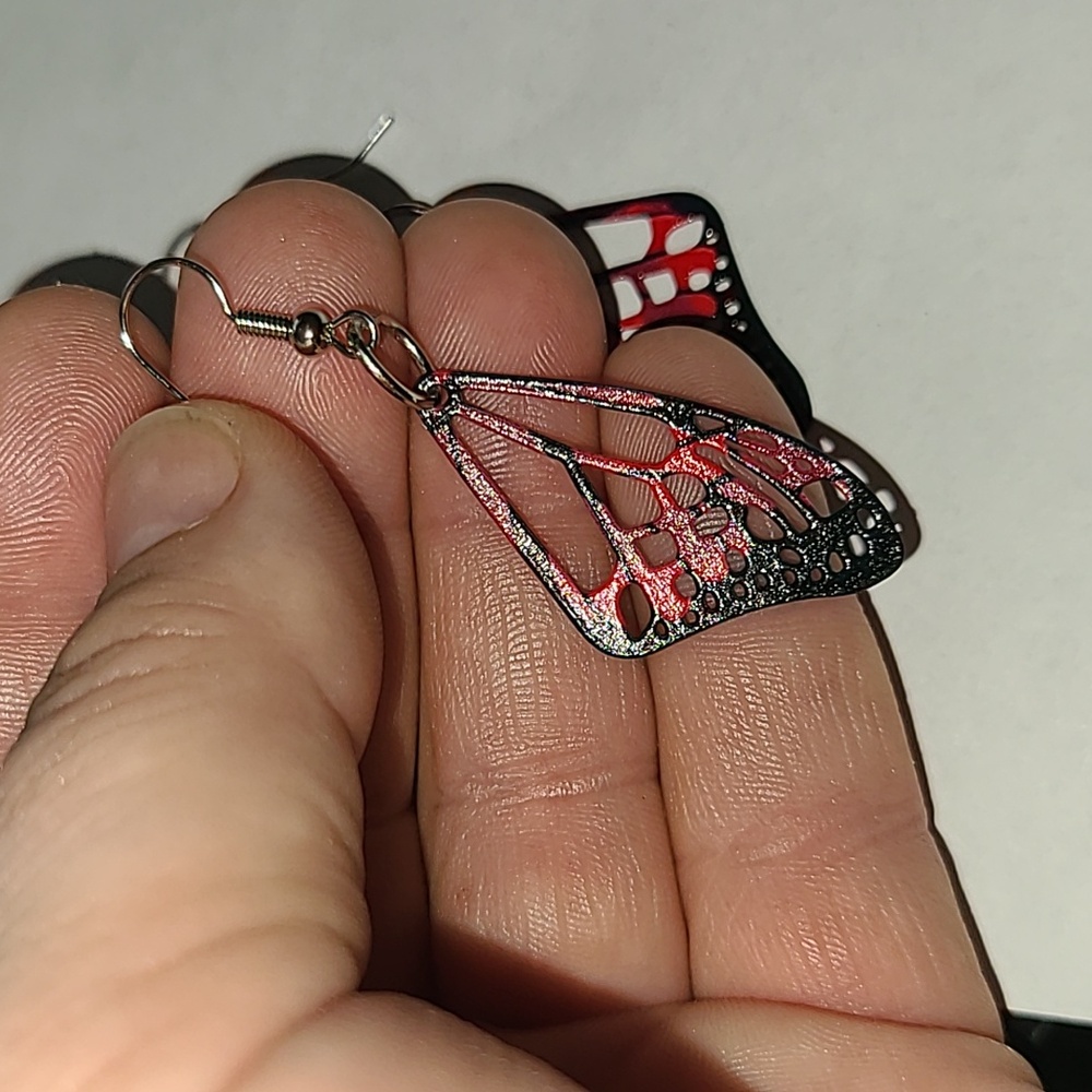 Hand Crafted Butterfly Wing Earrings - Picture 3 of 3